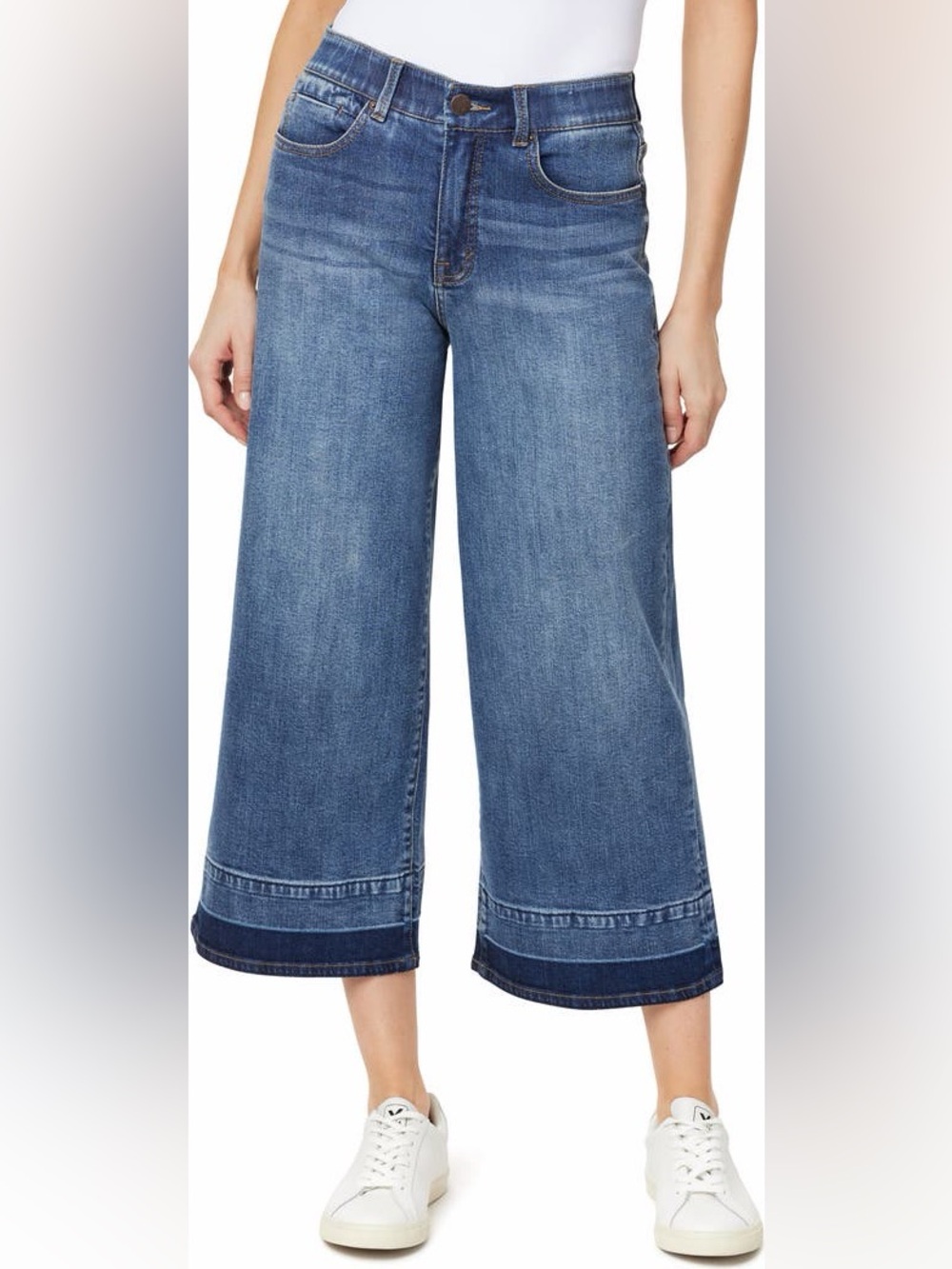 CURVE APPEAL Women’s Wide-Leg Crop Blue Jeans Size 14 / 32 - Picture 1 of 3